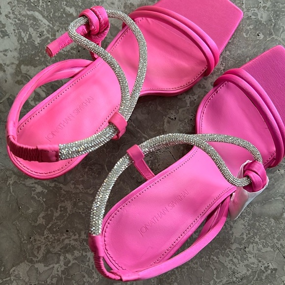 NEW Jonathan Simkhai Cassie Crystal Strappy Sandals Pink Size 41 New in Box - Picture 8 of 14